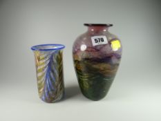 A studio glass opalescent vase signed by JONATHAN HARRIS 2001 together with a smaller fancy