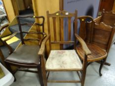 Three assorted dining chairs
