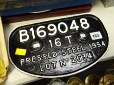 A metal railway sign