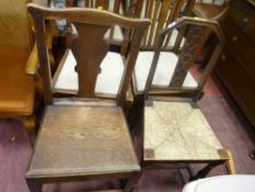 Two interesting farmhouse chairs, one with rush seat