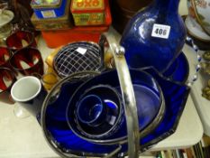 Parcel of Bristol blue and other glassware