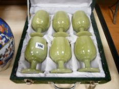 Cased set of mineral tumblers