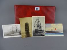Single album collection of vintage postcards covering marine, air and rail travel