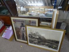 Parcel of paintings, prints and mirrors including a good size Salem print etc
