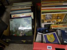 Box of mainly easily listening vinyl records, CDs etc and a box of similar