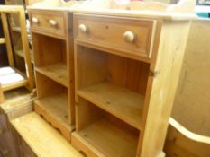 Pair of shallow pine bedside tables/bookcases