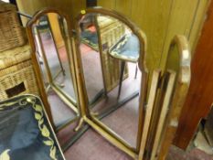 Fine walnut effect triple dressing table mirror