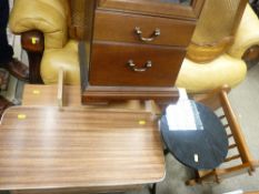 Small parcel of miscellaneous furniture including retro tea trolley, magazine rack etc