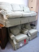 Green Parker Knoll three piece suite including recliner