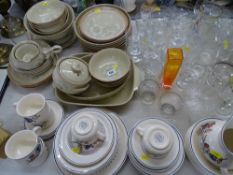 Large parcel of Denby 'Daybreak' dinnerware, drinking glassware and other breakfast ware