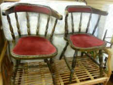 Pair of upholstered bow armchairs
