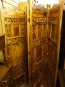 Four section dressing screen with leaf carvings