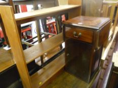 Mahogany night cabinet and a wall hanging bookshelf