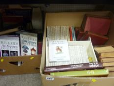 Two boxes of reference and other books including large quantity of Beatrix Potter, David Copperfield