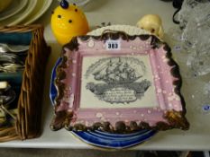 Sunderland lustre plaque and mixed porcelain