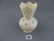 Belleek porcelain vase with brown backstamp