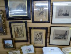 J KNIGHT framed etchings - Carnarvon Castle and the Thames at Bermondsey, signed, three Celebrity