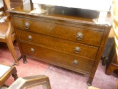 Polished wood chest of three drawers