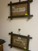 Two framed hunting prints on silk - 'The Start' and 'The Finish'