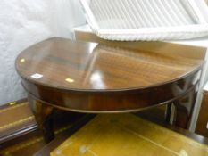 Polished wood half moon hall table