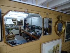 Art Deco wall mirror, circular Regency style gilt example and one other