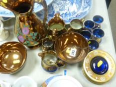 Parcel of copper lustre and overlaid glass