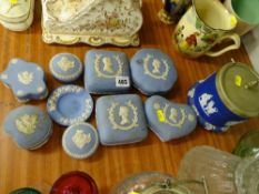 Collection of mainly commemorative blue Wedgwood Jasperware etc