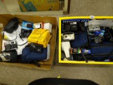 Two boxes of camera and photographic accessories
