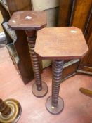 Pair of planter stands with barley twist columns