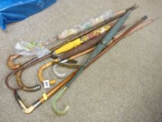 Parcel of vintage umbrellas and canes