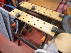 Black metal framed workbench