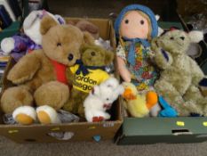 Quantity of collectable bears and other stuffed toys in two boxes
