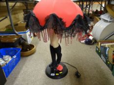 Cabaret style lady's legs table lamp and decorative shade