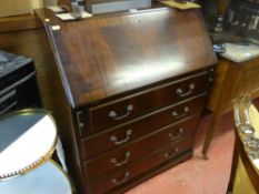 Mahogany four drawer writing bureau