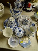Nice selection of Royal Copenhagen and other blue and white tableware