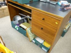 Handy two drawer sliding shelf black topped desk