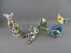 Two snazzy Paul Cardew design cats and a Goebel stylized cat by Rosina Wachtmeister