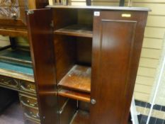 Dark wood cupboard with multi-shelf interior