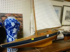 Pond yacht with sails