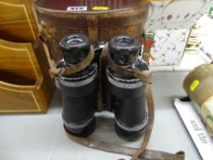 Pair of Ross, London 7x50 binoculars in a leather carry case