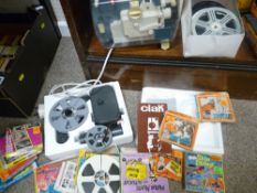 Parcel of Standard 8 home movie equipment with a mixed selection of film reels including Charlie