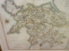 Antique framed map of North Wales, engraver J Cary, published by John Stockdale 1805