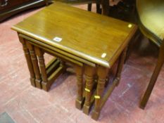 Reproduction oak set of three side tables
