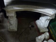 Curved stone garden bench