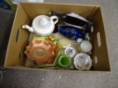 Carnival glassware, mixed porcelain etc