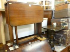 Small twin flap occasional table, a square top cross stand occasional table and a brass effect two