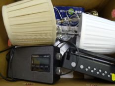 Pair of Panasonic RF-D10 portable DAB radios and two non-matching perspex table lamps E/T