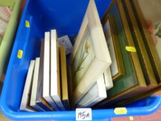 Crate of framed pictures and prints etc
