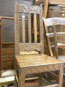 Antique carved oak hall chair