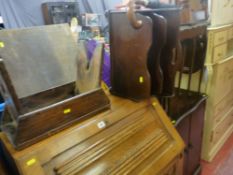 Parcel of furniture comprising magazine rack, footstool, nest of three tables, hall chair (A/F),